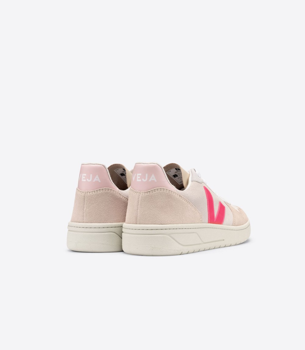 Tenis Veja Mujer - V-10 Suede Multico Natural - Beige/Rosas - 047PDTSUR